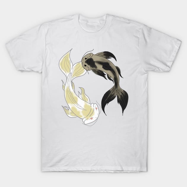 Ying and Yang Koil Fish T-Shirt by SnowJade